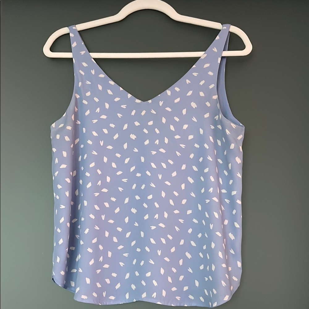 Loft Blue Sleeveless Top with White Pattern